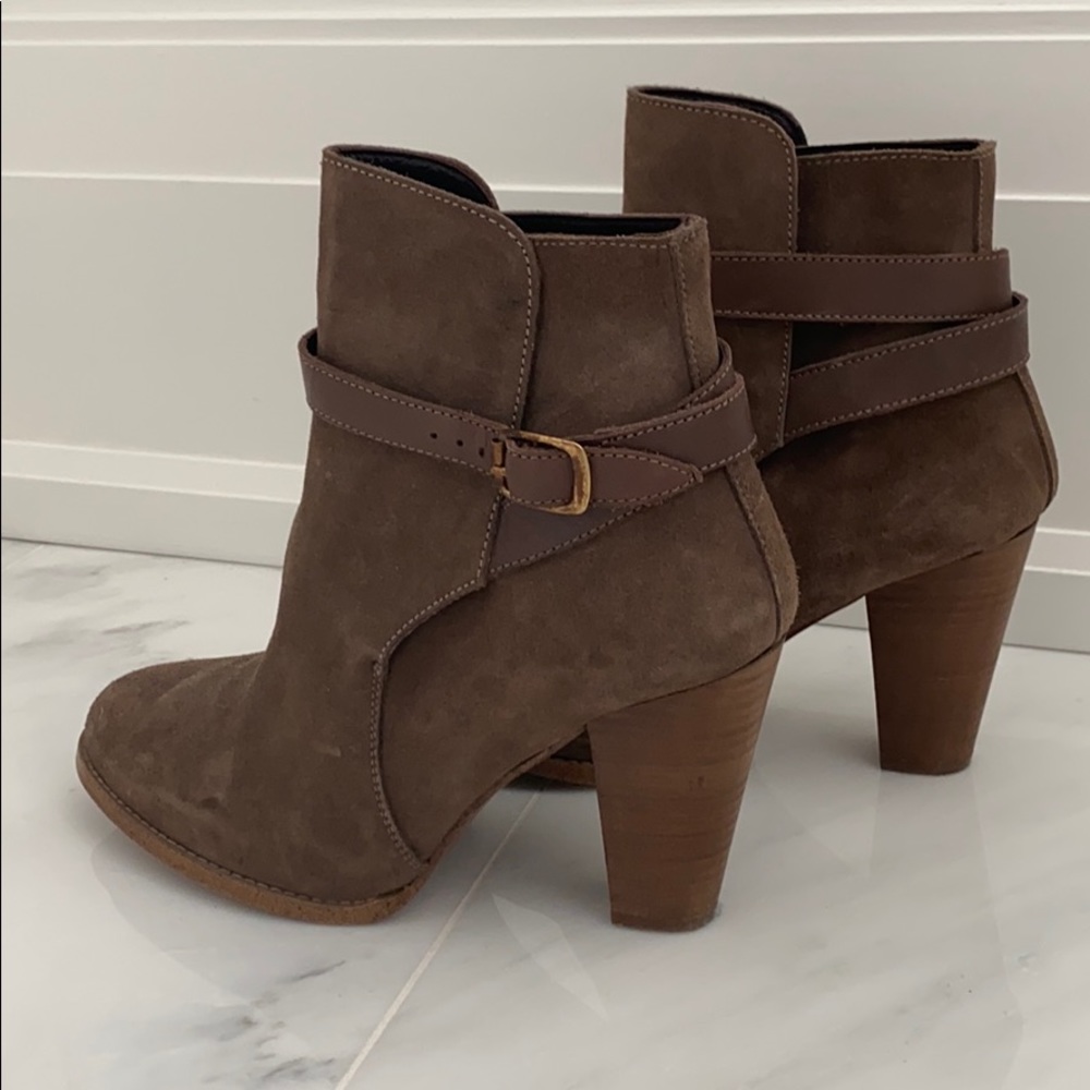 Dune London suede wood heel boots